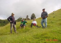 Richard Hall, Liz Waddington, Judith Callaghan and Mike Wyeth discussing possibilities on Rewanui.